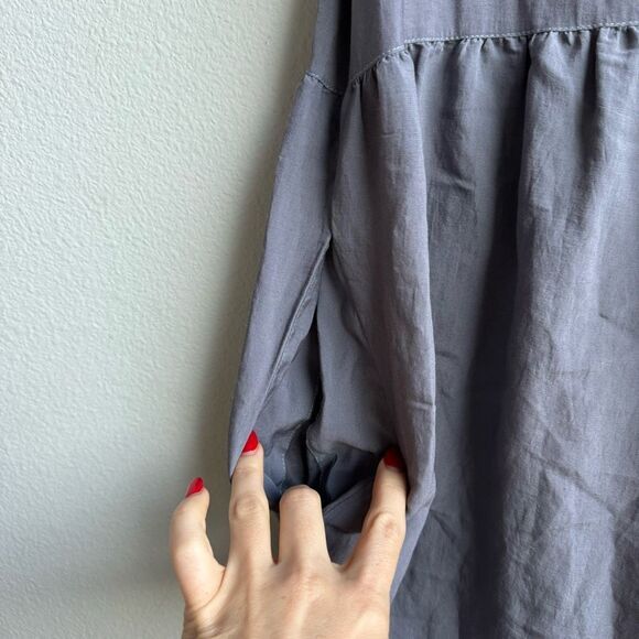 COS Button Front Gray Short Sleeve Lagenlook Minimalist Feminine Dress Small 36 - Picture 7 of 9